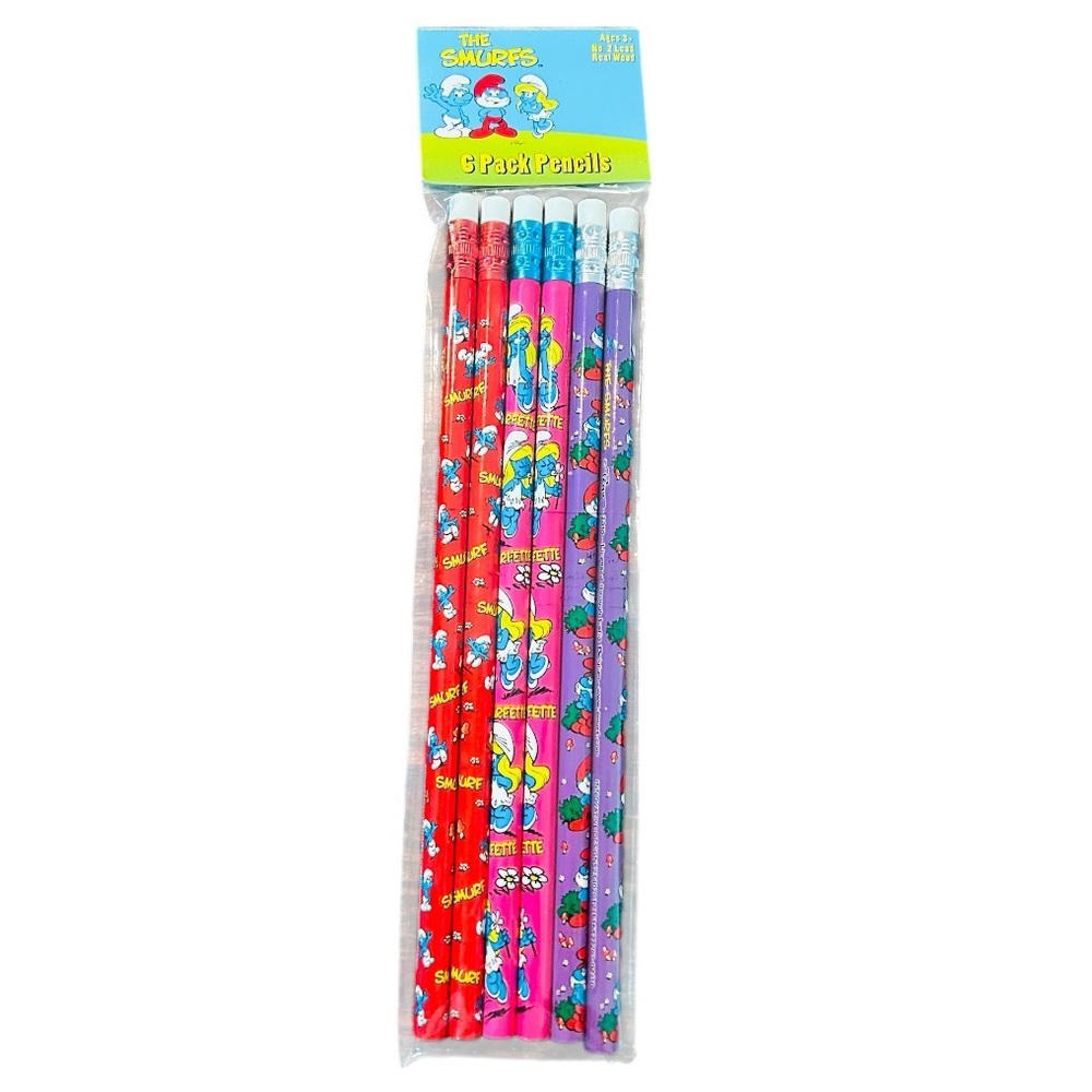 New Pencils vintage The Smurfs 6 pack pencils No.2 real wood Innovative Designs